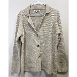 Cocogio Sweater Blazer Womens XL Tan Acrylic Wool Blend Academia Collegiate
